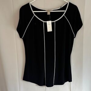 Banana Republic Black Blouse with White Trim